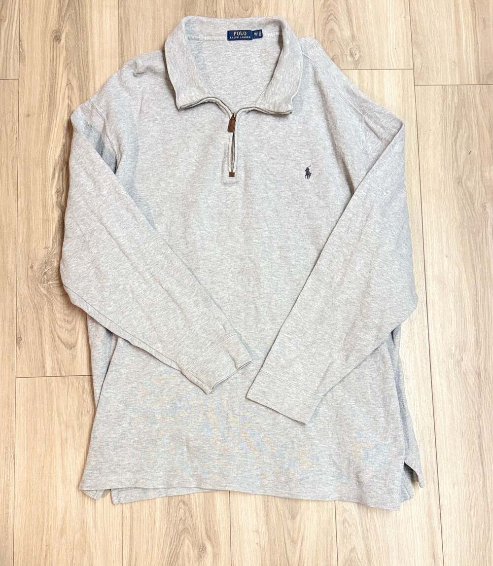 Polo Ralph Lauren Men's 3XLT Tall Grey 1/4 Zip Pullover Sweater